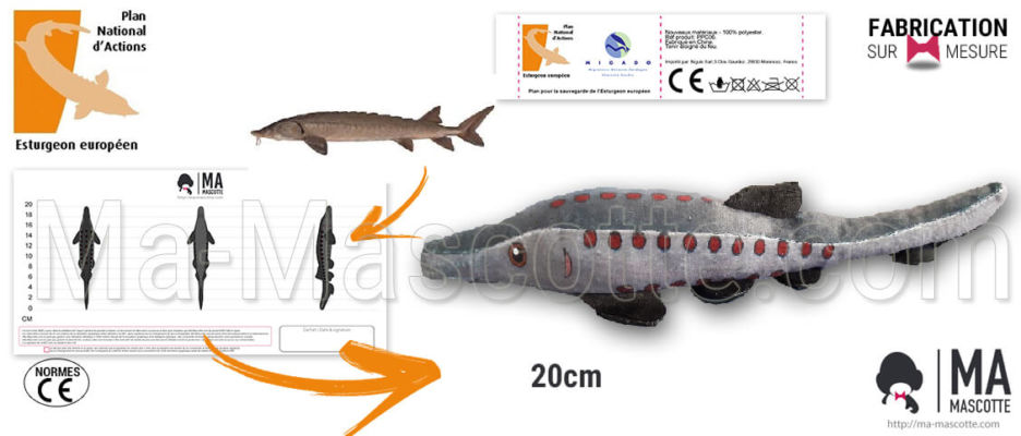 Création peluche sur mesure de poisson esturgeon